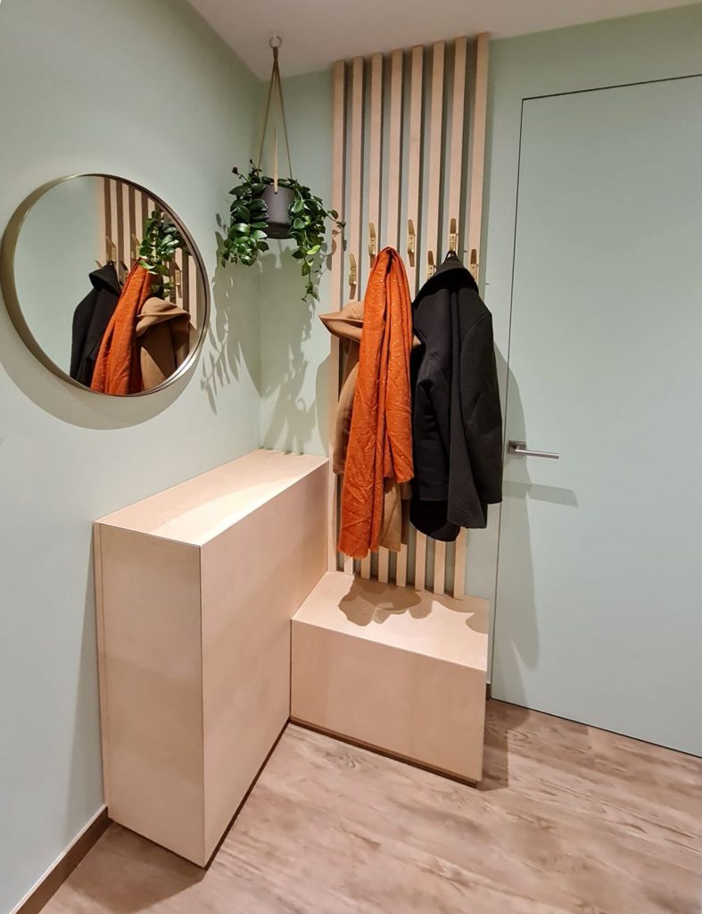 Cabinet and slatted coat hanger